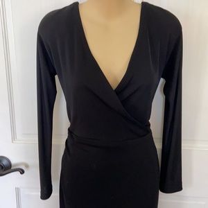 Tadashi Elegant Vintage Black Draped Gown Sz S